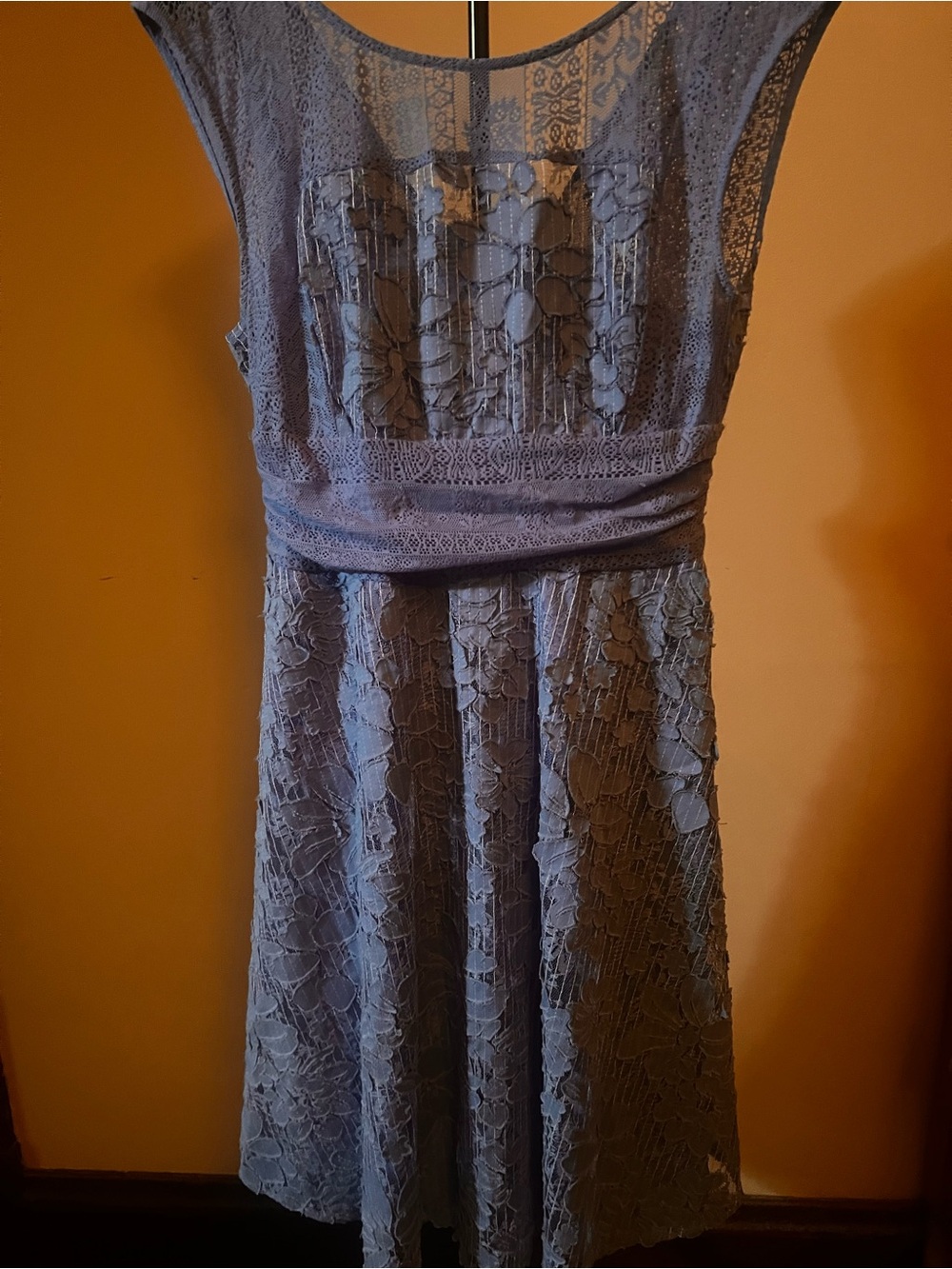 Anthropologie Light Blue Lace Fit-and-Flare Dress